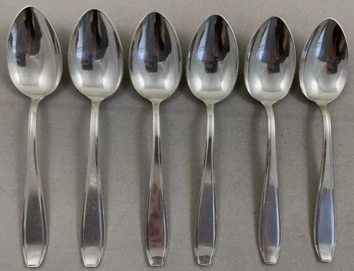 Sola 90 Pleet 1640 6 stuks verzilverde dessertlepel 18 cm, Huis en Inrichting, Keuken | Bestek, Zo goed als nieuw, Verzenden