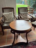 Koffietafel met stoelen (kersenhout), Huis en Inrichting, Tafels | Bijzettafels, Rond, Zo goed als nieuw, Antiek, Ophalen
