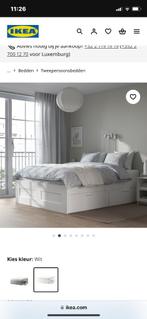 Wit bed, Huis en Inrichting, Slaapkamer | Bedden, Ophalen, Wit, 140 cm, Zo goed als nieuw