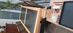 Eiken tafel met granieten blad., Huis en Inrichting, Tafels | Eettafels, Ophalen, Zo goed als nieuw