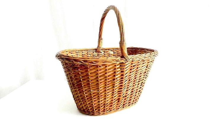 rieten draagmand mand picknickmand, Maison & Meubles, Accessoires pour la Maison | Plataux & Paniers, Comme neuf, Panier, Ovale