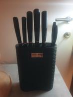 Te koop messenset + blok Berghoff in goede staat !!, Ophalen, Zo goed als nieuw, Bestekset, Inox of Chroom