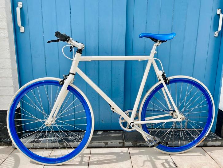 Fixie Fiets FabricBike White & Blue, Fietsen en Brommers, Fietsen | Racefietsen, Gebruikt, Heren, Overige merken, Minder dan 10 versnellingen