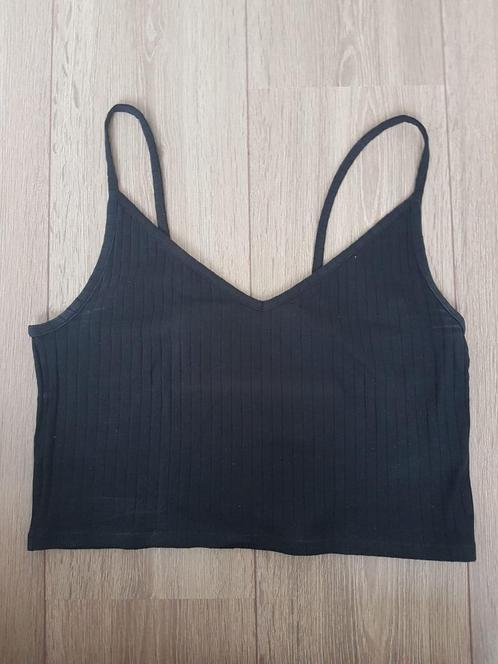 Croptop Zwart Dames M Ongedragen 95% cotton 5% elastane, Kleding | Dames, Topjes, Nieuw, Maat 38/40 (M), Zwart, Zonder mouw, Verzenden