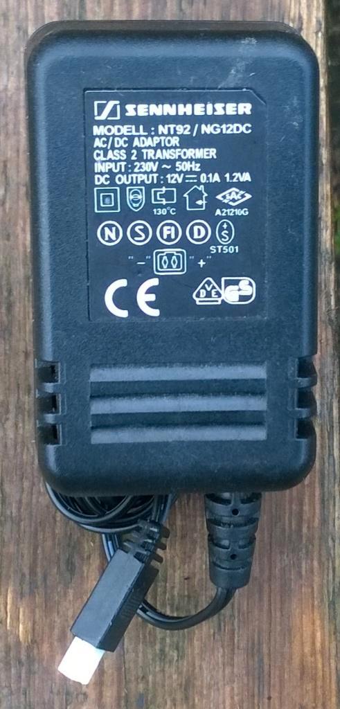 Sennheiser voedingsadapter, NT92 12 Volt, Musique & Instruments, Instruments | Pièces, Comme neuf, Autres instruments, Enlèvement ou Envoi
