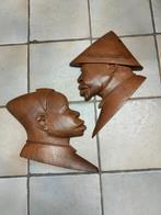 Houten afrikaanse hoofden, Antiek en Kunst, Kunst | Beelden en Houtsnijwerken, Ophalen of Verzenden