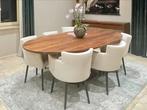 Ovale tafel walnoot modern + 8 stoelen, Huis en Inrichting, 200 cm of meer, 100 tot 150 cm, Ophalen, Vijf personen of meer