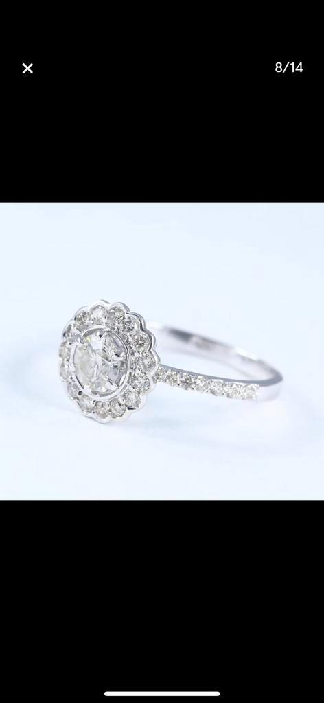 18kt wit gouden ring met 30 echte diamanten met certificaat, Handtassen en Accessoires, Ringen, Nieuw, Dame, 17 tot 18, Wit, Goud