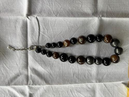 halsketting, Handtassen en Accessoires, Kettingen, Zo goed als nieuw, Steen of Mineraal, Zwart, Met hanger, Verstelbaar, Ophalen
