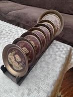 Antieke vintage koperen onderzetters/ondertassen + houder, Maison & Meubles, Accessoires pour la Maison | Sous-verres & Sous-plats