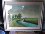 vintage aquarel huis met gracht van R.ingels, Antiek en Kunst, Ophalen