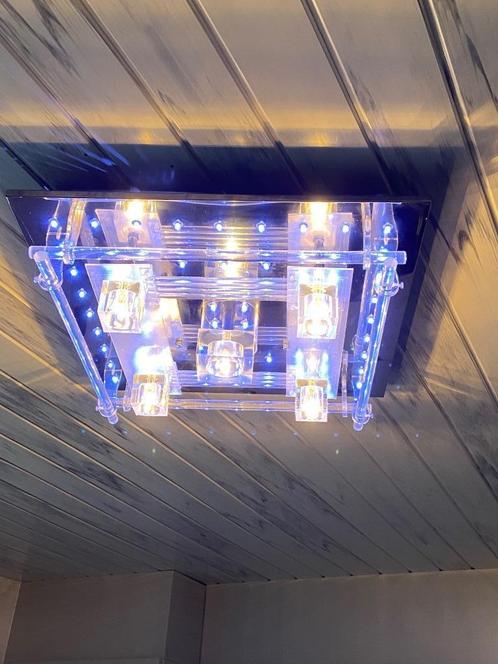 Plafondlamp met afstandsbediening en 3standen verlichting, Maison & Meubles, Lampes | Plafonniers, Utilisé, Verre, Enlèvement