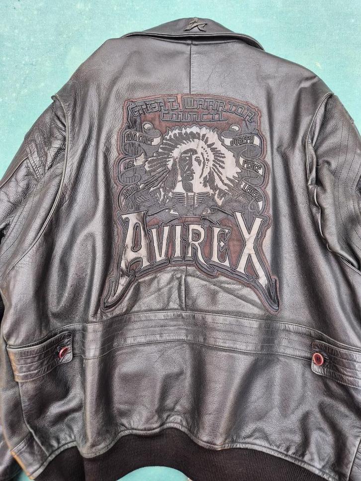 Avirex leren jas, Kleding | Heren, Jassen | Winter, Gedragen, Maat 56/58 (XL), Zwart, Ophalen