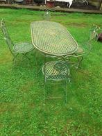 Prachtige smeedijzeren tuinset (4 stoelen en tafel), Ophalen, Nieuw, Loungeset, Overige materialen