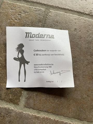 Kortingsbon Moderna, Tickets en Kaartjes, Kortingen en Cadeaubonnen, Eén persoon, Kortingsbon, Warenhuis- of Winkelbon