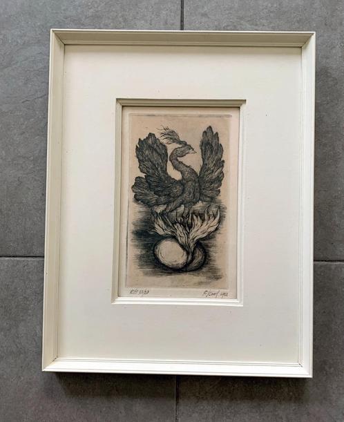 Genummerd monochrome Fred Koot Foenix Fenix uit ei 1953, Antiek en Kunst, Kunst | Etsen en Gravures, Ophalen of Verzenden