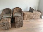 Rotan stoelen met kussens/bankjes/bank/krantenhouder, Tuin en Terras, Ophalen, Zo goed als nieuw, Rotan