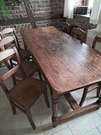 Table de ferme en chêne avec ou sans les 6 chaises de Herve, Antiek en Kunst, Ophalen