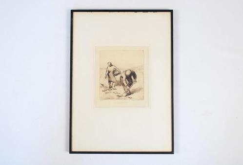 ets 'Aardappelplanters', Emmy Willems, Antiek en Kunst, Kunst | Etsen en Gravures, Ophalen
