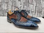 Giorgio croco herenschoenen - Blauw met cognac - Maat 42,5, Giorgio, Zo goed als nieuw, Veterschoenen, Verzenden
