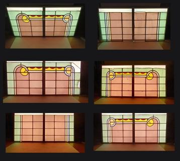 6 grote glas in lood ramen '40s-'50s, Antiek en Kunst, Ophalen