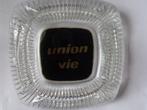 Asbak glas met opschrift in het midden UNION VIE, Ophalen of Verzenden, Gebruikt, Asbak