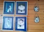 Set van 6 Pierrot / clown-artworks  vintage muurdecoratie, Huis en Inrichting, Woonaccessoires | Lijsten, Ophalen