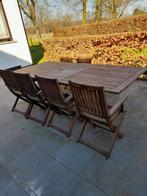 Tuintafel en stoelen, Tuin en Terras, Tuintafels, Ophalen of Verzenden, Zo goed als nieuw, Rechthoekig, Hout