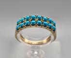 Gouden Vintage ring met edelsteen turkooise. 2025/05, Handtassen en Accessoires, Antieke sieraden, Ophalen of Verzenden, Goud