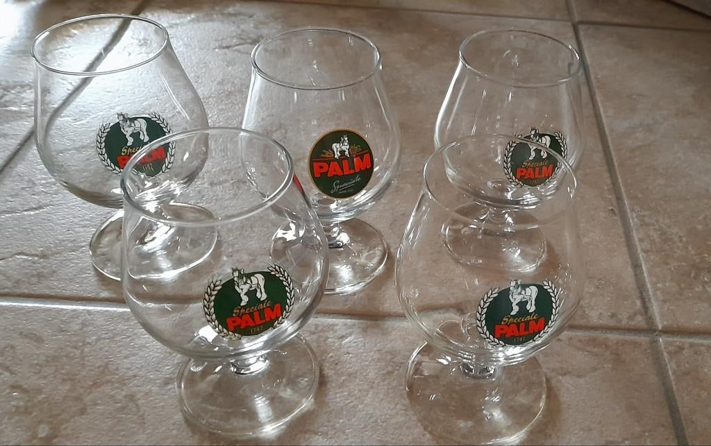 4 x lunettes de poche, Collections, Marques de bière, Enlèvement ou Envoi, Comme neuf, Verre ou Verres, Palm