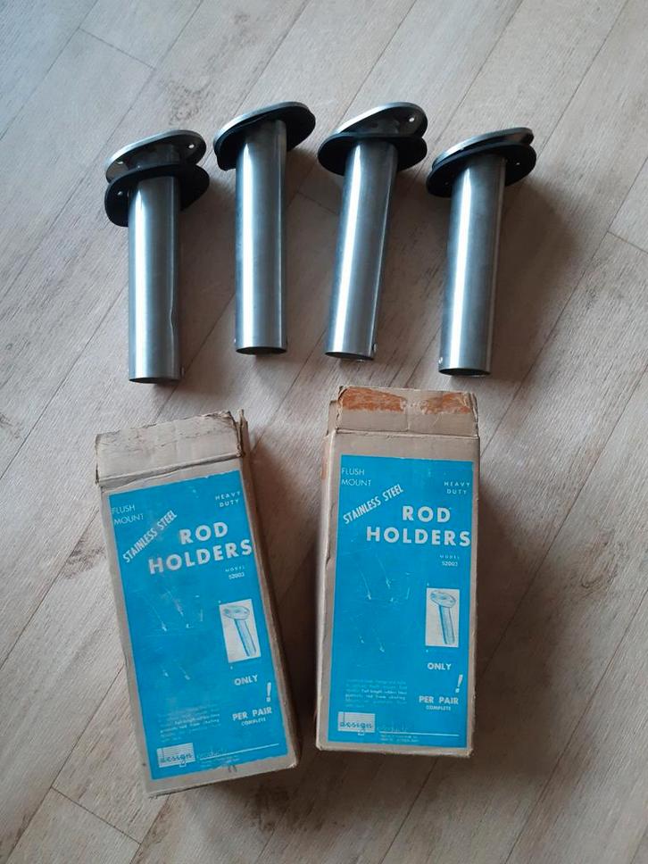 4 NIEUWE INBOUW ROD/ HENGEL/ VISSTOK HOUDERS IN INOX, Sports nautiques & Bateaux, Accessoires navigation, Comme neuf, Autres types