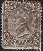 1 Postzegel Italië 1863 Koning Victor Emanuel II, Enlèvement ou Envoi, Affranchi
