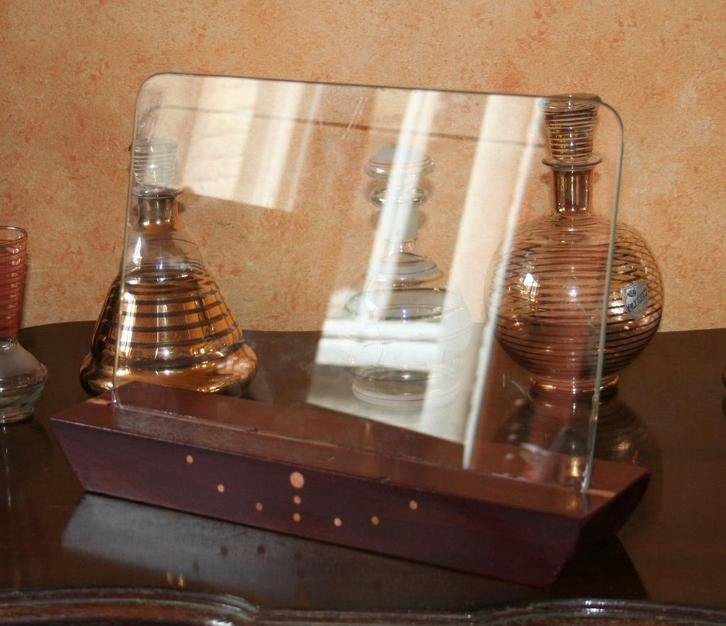 Grote Art Deco stijl fotolijst (hout, glas, marqueterie, Antiek en Kunst, Curiosa en Brocante, Ophalen of Verzenden