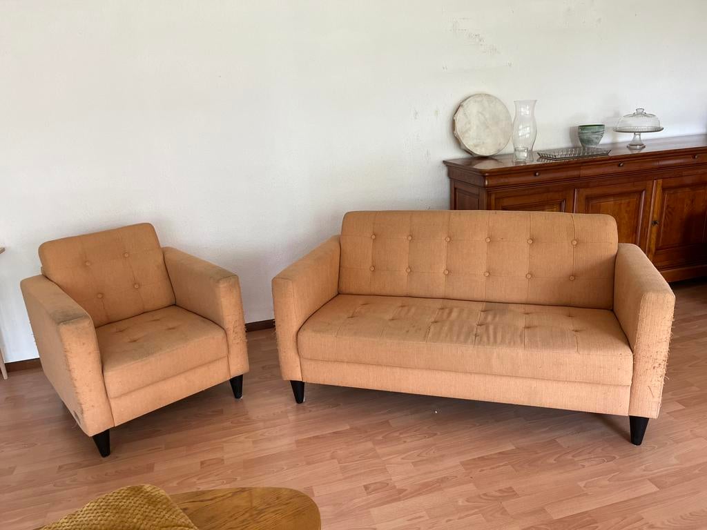 Sièges jaunes vintage de Leenbakker, Enlèvement, Utilisé, Tissus, Vintage look