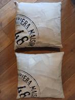 twee suede kussens van Riviera Maison, Ophalen, Nieuw, Beige, Vierkant