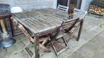 ENSEMBLE JARDIN EN BOIS A RESTAURER PEINDRE, Jardin & Terrasse, Chaise, 8 places, Enlèvement, Utilisé
