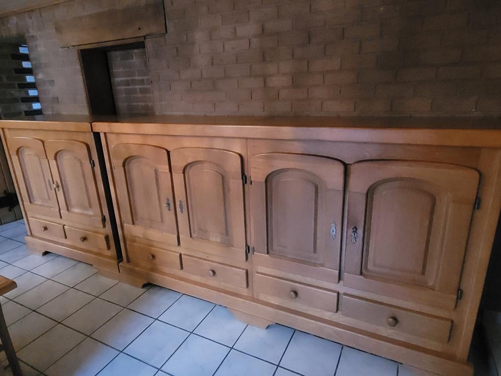 Salle à manger complète en chêne massif, Enlèvement, Comme neuf, Chêne massif, 4 à 6 chaises