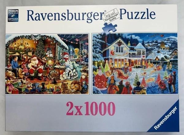 Puzzle de Noël Ravensburger, 2 x 1000, Père Noël et maison d, Hobby & Loisirs créatifs, Sport cérébral & Puzzles, Comme neuf, Puzzle