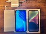 iPhone 14 krasvrij 128GB - 83%accu - hoesje - beschermglas, 83 %, 128 GB, Blauw, Ophalen of Verzenden