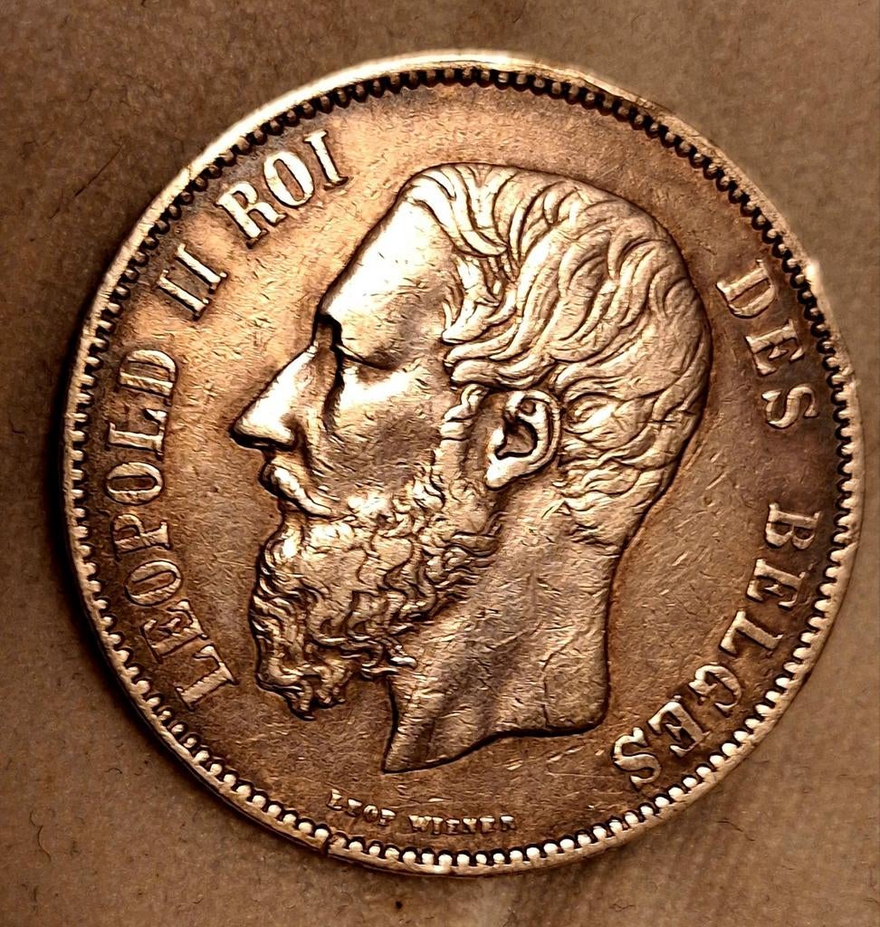 Prachtige 5 fr 1873 Leopold II België, Audio, Tv en Foto, Blu-ray-spelers, Verzenden