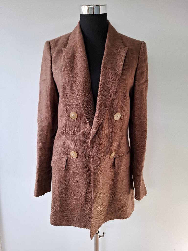 Blazer long en lin Massimo Dutti, Taille 38/40 (M), Enlèvement ou Envoi, Comme neuf, Brun