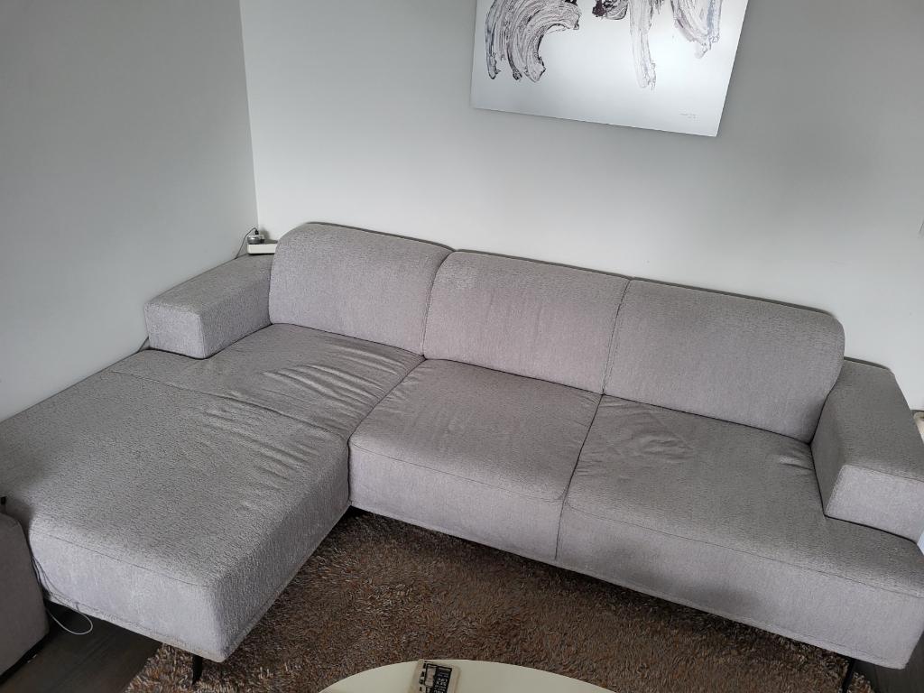 hoekzetel modern grijs in perfecte staat, Huis en Inrichting, Ophalen, Zo goed als nieuw, Stof, Modern