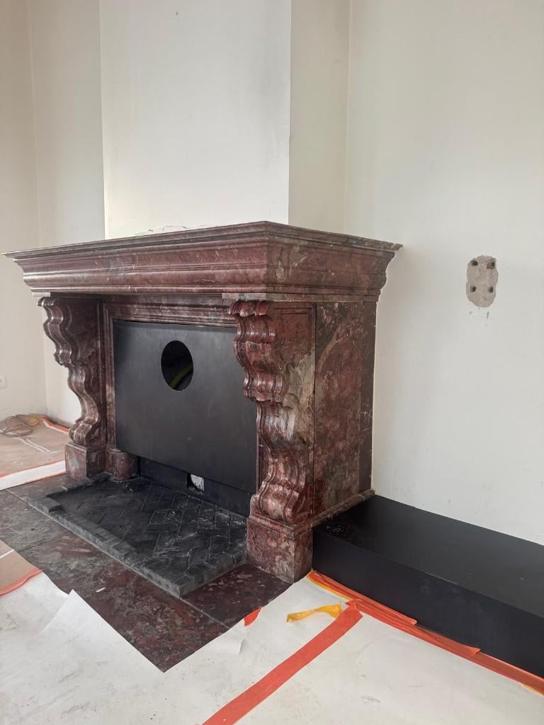 Antiek marmeren schouw mahonie, Ophalen, Gebruikt