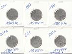 6X1 FR LEOPOLD2 1904VL+FR+1909VL+FR MET.EN Z0NDER ., Postzegels en Munten, Ophalen of Verzenden, Zilver
