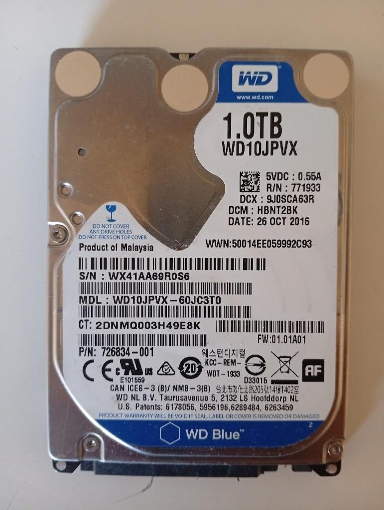 Western Digital Blue 2.5 Inch 1 TB, Computers en Software, Harde schijven, Ophalen, Intern, Western Digital (WD), Laptop