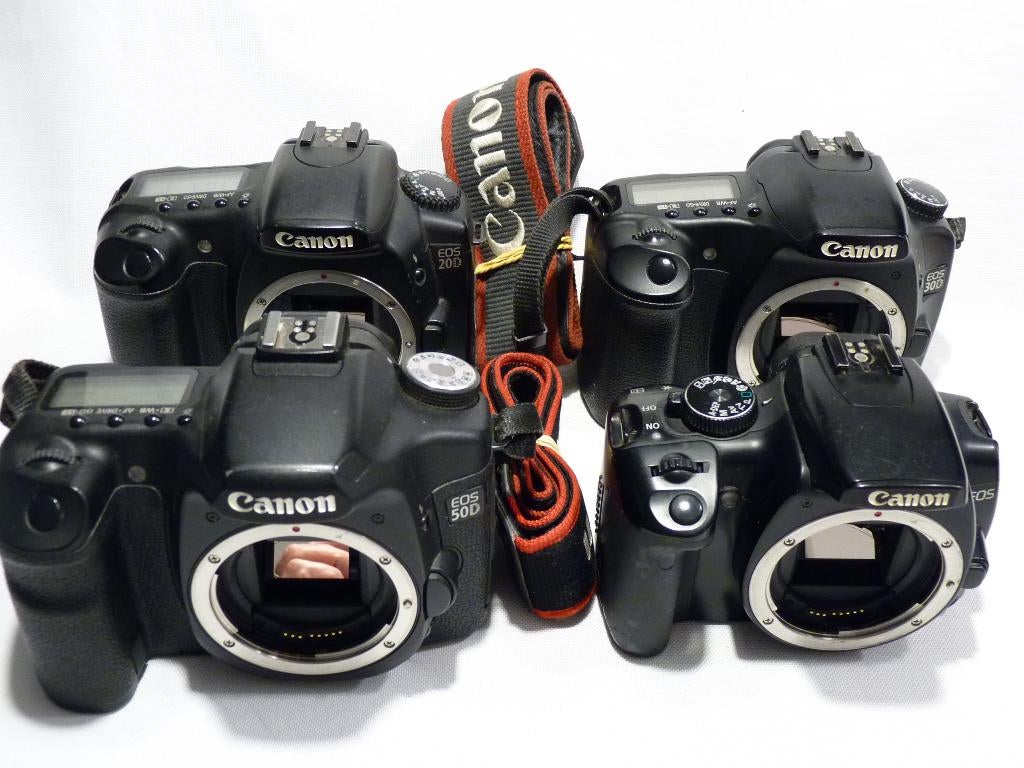 4x Digitale Canon EOS camera's: 20D, 30D, 50D, 400D, Audio, Tv en Foto, Videocamera's Digitaal, Full HD, Canon, Zo goed als nieuw