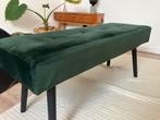 Bankje groen velvet, Huis en Inrichting, Ophalen, Vintage, Zo goed als nieuw, Stof