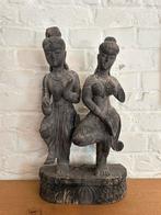 Handgesneden houten beeld Aziatische tempeldanseressen, Huis en Inrichting, Ophalen, Zo goed als nieuw