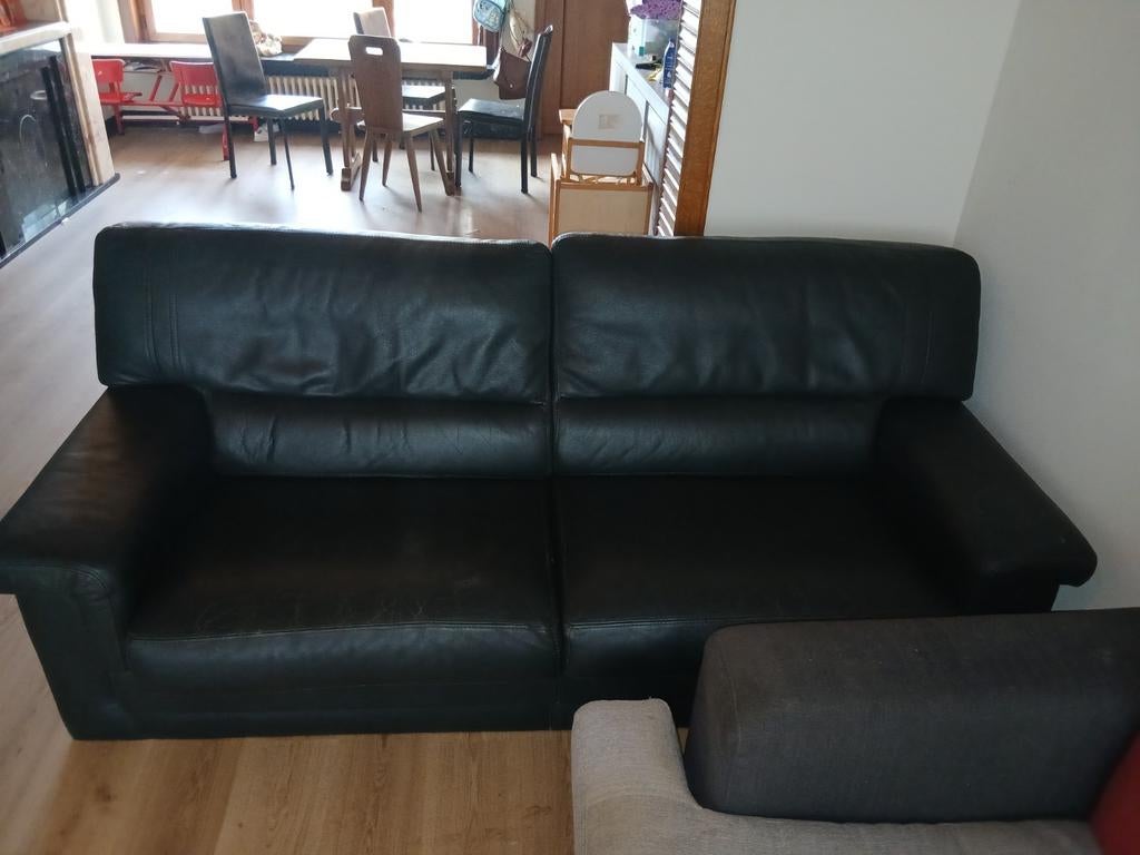 Echte donkergroen leren 3 zit en 2 zit set, Ophalen