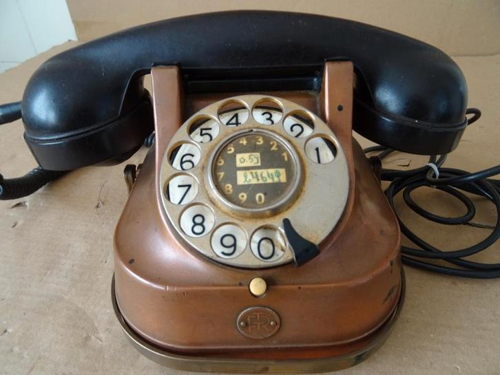 Antieke telefoon RTT 56 of vintage koperen telefoon RTT 56, Antiek en Kunst, Curiosa en Brocante, Ophalen of Verzenden